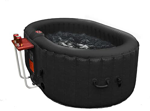 ALEKO Aufblasbarer Whirlpool Spa | Persönliche Hochleistungs-Jetted Bubble | mit Getränkeablage, passendem Deckel und 3 Filterkartuschen | 145 Gallonen | 2 Personen | oval | Schwarz | HTIO2BKBK