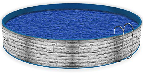 Wallario Pool Verkleidung mit Motiv und Ösen, Umrandung Dekoration, Motiv Steinwand grau, Größe Höhe 120 cm x L 12m