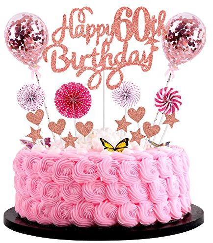 60 Years Happy Birthday Cake Decoration for 60 Years
