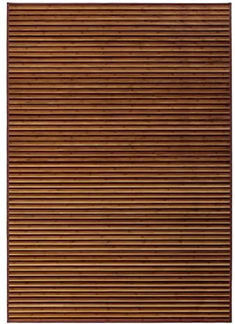 JUANIO Tapis de Sol antidérapant, Moquette à Rayures en Bambou Coloris Marron - Longueur 300 x Profondeur 200 cm