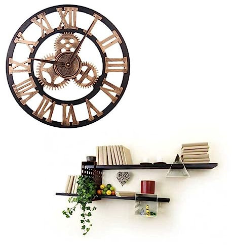 Warmhm Holz Wanduhr Vintage-Retro Design Mit Römischen Ziffern Und Leisem Geräuscharmen Uhrwerk Als Dekoration Für Wohnzimmer Büro Oder Zuhause