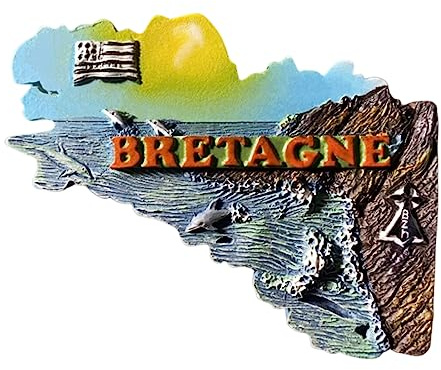 Moiilvcla Kühlschrankmagnet Bretagne Frankreich, Reise-Souvenir, 3D-Kühlschrankdekoration, magnetischer Aufkleber, Bastel-Kollektion