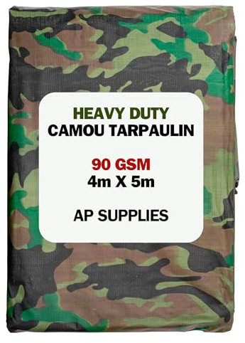 AP Supplies Camouflage Tarpaulin 90gsm, 4m x 5m