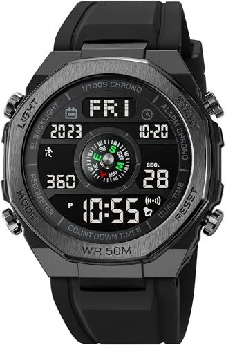 findtime Schrittzähler Uhr Nicht Bluetooth/Keine App/Ohne Handy Erforderlich Digital Fitnessuhr mit Pedometer Kalorienzähler Zum Joggen Laufen Laufuhr