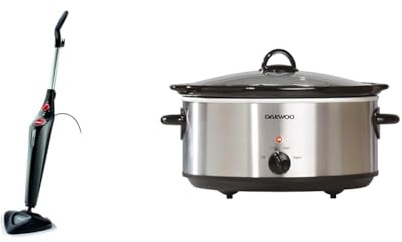 Vileda Steam Mop Plus, UK Version, Black, Efficient and Hygienic Cleaning for Floors & Daewoo Stainless Steel Slow Cooker With 3 Heat Settings And Power Indicator