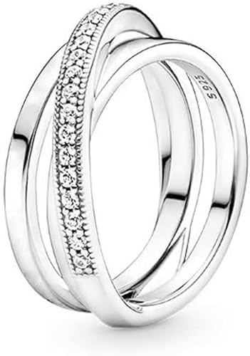 TOFBS sammankopplande tre ringar 925 sterlingsilver kubisk zirkonia ring vänskapsringar kändisringar stapelbara tumring smycken gåva för kvinnor kvinnor, 52 EU, Sterlingsilver