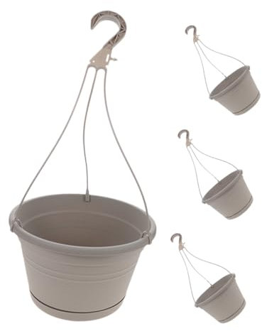 POPETPOP 4 Pièces De Balcon Bac à Plante Suspendu Pot De Fleur Suspendu Au Mur Pots De Plantes Suspendus Panier Suspendu Rond Grands Paniers Suspendus Jardinières Murales PP Blanche