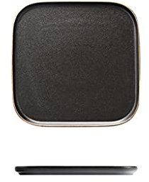 Platos llanos Platos llanos de 8 pulgadas, elegantes platos negros cuadrados mate, plato de cerámica resistente para servir para carne, ensalada, pasta y aperitivo, platos de cena, aperitivo, postre