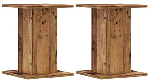 vidaXL Soportes Altavoces 2 uds Madera Roble Envejecido 30x30x40 cm, Plataforma de Altavoces, Soporte de Altavoces de Suelo, Soporte de Altavoces HiFi
