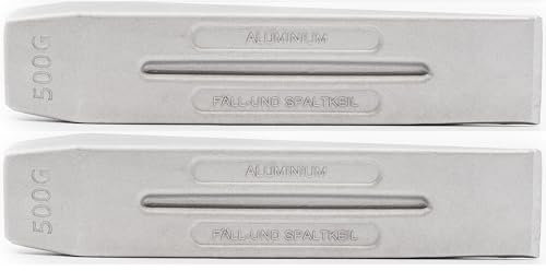KOVA® 2X Profi ALU Spaltkeil Massiver Spaltkeil in Keilform aus Spezialaluminium für Holzspaltung Holz Spaltaxt Spalthammer Holzspalter Drehspaltkeil Drehkeil Spaltgranate Fällkeil Silber
