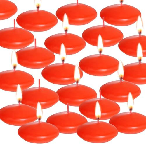 20 candele galleggianti decorative, colore bianco, non profumate, per matrimoni, piscina, San Valentino, Natale, decorazione (rosso)