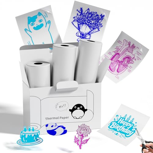 Memoking Lot de 3 rouleaux de papier autocollant coloré T02/M02L/Q02E/M02/M02X - Pour mini imprimante - 50 mm x 3,5 m - Conserver pendant 20 ans - Papier Thermique Pour journal, photo, étude, notes