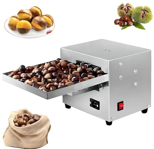Macchina elettrica per schiacciare Castagne da 60 W, profondità di Apertura 0,5~2,5 mm, con tappetini Antiscivolo a Quattro Angoli, Macchina per intagliare Castagne Commerciale da 30-50 kg/h