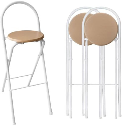 Barstühle 2er Set Tragbarer Klapphocker Hoher Barhocker Mit Lehne & Fußstütze 100kg Küchenstuhl Metall Klappbar Tresenstuhl 60cm 65cm sitzhocker rund Thekenhocker Für Balkon/Garten/Party/Geschäft/Cafe