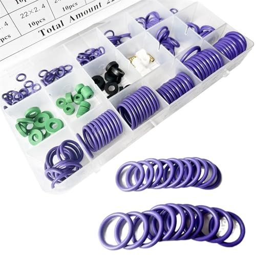 UDAMX 225-teiliges NBR-O-Ring-Set for Auto-A/C-System R22/R134a Klimaanlagenkompressor-Dichtungs-O-Ring-Dichtungen Gummi-Reparatur-Unterlegscheibe(225pcs)