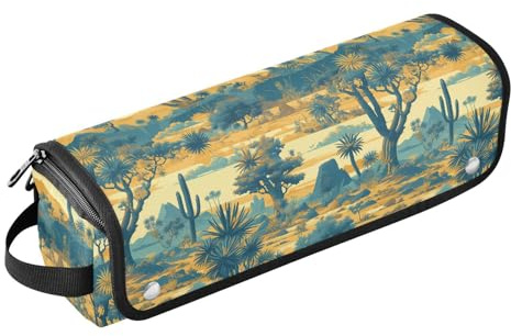 Retro Tree Green Yellow Hair Tool Travel Bag for Women with Iron Mat Portable Travel Carrying Case for Curling Iron Straightener Flat Hair Dryer Portable Organizer