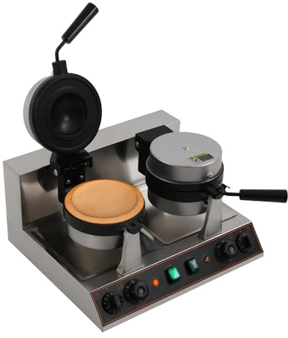 Commercial UFO Burger Maker Machine, 2.4KW Electric Dual Head Burger Waffle Cone Maker, 180° Rotating Ice Cream Sandwich Maker w/Non-stick Baking Tray for Household Or Commercial (Dual Head)
