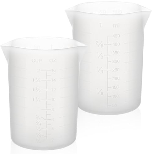 Luxeu Tazze in Silicone per Resina, 2 Pezzi 450ml Misurino in Silicone con Doppia Scala, Misurino di Miscelazione Antiaderenti, per Artigianato, Stampi per Resina Epossidica, Arte