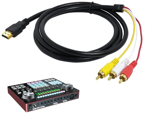 HDMI Maschio a 3 RCA AV, 1,5 m Cavo HDMI a RCA 1080P H-D-M-I Maschio a 3-R C A Audio Video Adattatore Audio Video Compatibile con TV DVD VCR Proiettori Trasmettitore di Segnale Unidirezionale