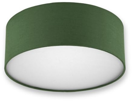 REV Deckenleuchte - 30cm, Stoff-Lampenschirm im modernen Look, dunkelgrün | Deckenlampe Schlafzimmer | Stilvoller Leinenstoffschirm | inklusive zwei E27 Fassungen