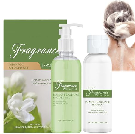 Jasmine Shower Gel Shampoo, Set di shampoo e gel doccia, shampoo e gel doccia, lavaggio corpo schiumoso profumato, lavaggio corpo idratante schiumogeno naturale, detergente delicato idratante profondo
