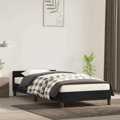 Frdhee Polsterbett Palettenbett, Bettgestell ohne Matratze Schwarz 100x200 cm Samt, Modern, Gästebett, Einfacher Aufbau