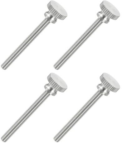 QUARKZMAN 4 Stück 304 Edelstahl Rändelschrauben M4 x 40mm, Flache Rändelschraube mit Vollgewinde, Rändelkopf Handschrauben Set für Industrie Haushalt Mechanische Teile Elektronische Geräte