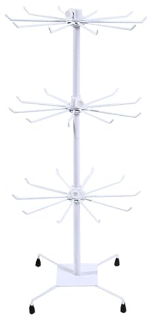 Estantería Metálica,Estantería Giratoria,Estantes Verticales Para Tiendas y Supermercados,Puede Contener Sombreros,Guantes,Bufandas,Accesorios,Etc.,Para Uso Comercial Como Doméstico (Blanco, 3 capas)