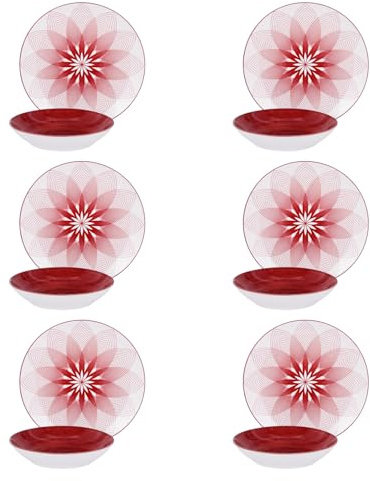 Servizio 12 piatti porcellana Virella rosso