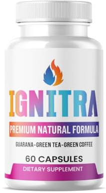 IGNITRA – Formule Naturelle Premium – 60 Gélules – Guarana, Thé Vert & Café Vert – Avec Caféine – Complément Alimentaire – Fabriqué dans l’UE