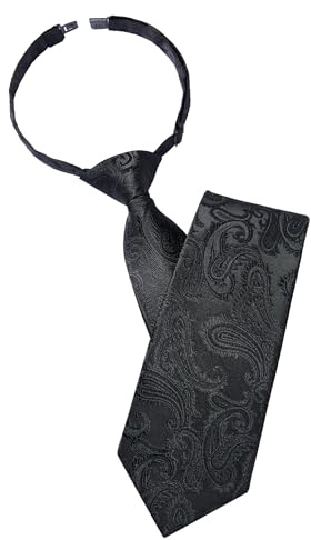 HISDERN Schwarz Krawatte Paisley Vorgebundenen Knoten Krawatten für Herren Verstellbare für Klassische Hochzeit Formal Business