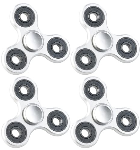 PEARL Spinner: 4er-Set 3-seitige Metall-Handspinner, hochwertiges R188-Kugellager (Fidget Spinner Metall, Metallic Fidget, Anti)