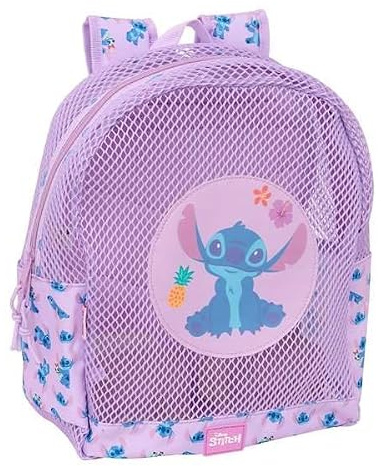Safta | Mochila Antiarena Infantil Stitch para Playa y Piscina, Mochila de Playa con Rejilla Anti-Arena, 32x12x38 cm 13,15 L, Gran Capacidad, Hombreras Acolchadas y Doble Cremallera