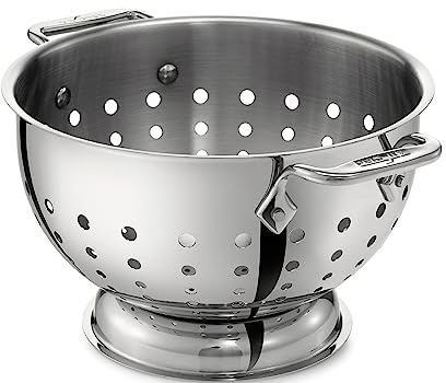 All-Clad 5605C Stainless Steel Dishwasher Safe Colander Kitchen Accessory, 5-Quart, Silver