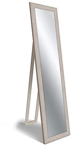 Lupia - Specchio da Terra Moderno BOSTON SHABBY BEIGE FLOOR MIRROR 40x160 cm, Specchio Shabby Chic da Parete, Vetro Cristallo di Prima Luce, Regolabile e Montabile, Beige, Legno