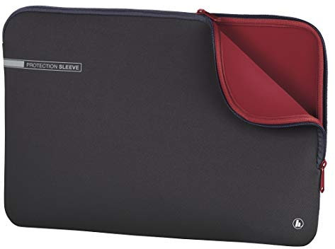 Hama Laptoptasche Neoprene mit Kratzschutz (Notebook Tasche für Damen und Herren, widerstandsfähige Laptophülle mit weichem Innenfutter, 44 cm, 17,3 Zoll) grau, rot