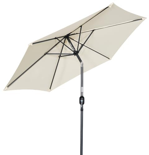 Angel Living Parasol rond de 300 cm de diamètre - Couleur : taupe - Protection solaire en aluminium et polyester UV50+ - Ivoire