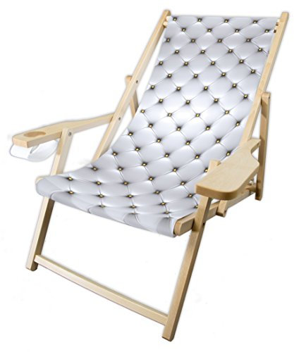 MultiBrands® Holz-Liegestuhl, mit Armlehne und Getränkehalter, klappbar, Sofa