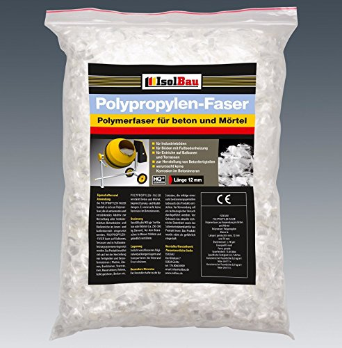 Isolbau Polypropylen-Faser - 750 g Hochertige Polymerfaser für Beton, Mörtel, Estrich, Gips - 6 mm, 12 mm, 18 mm Mix