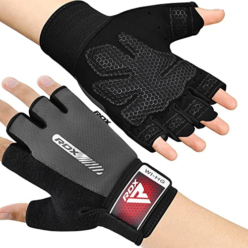 RDX Guanti Palestra Traspiranti per Fitness con Protezione Antiscivolo Sollevamento Pesi Workout Esercizio Allenamento Antisudore Bodybuilding Polso Imbottiti HIIT Pull-up Powerlifting Uomo e Donna
