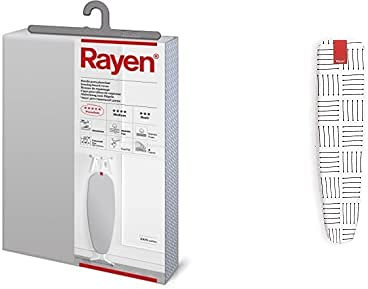 Rayen 6143.01 Funda para Tabla De Planchar, Muletón, Gris Claro, 130 X 47 Cm + Plancha-Mangas | Elástico | Funda con Capas De Espuma, 100% Algodón Y Recubrimiento De Titanio