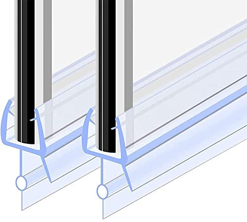 Joint de Portede Douche 100CM 2PCS pour vitre 4-6mm, GOLDGE Joint d'étanchéité Cabine Douche Barrière de Pliable, Joint de Rechange en Verre Droit/Courbe