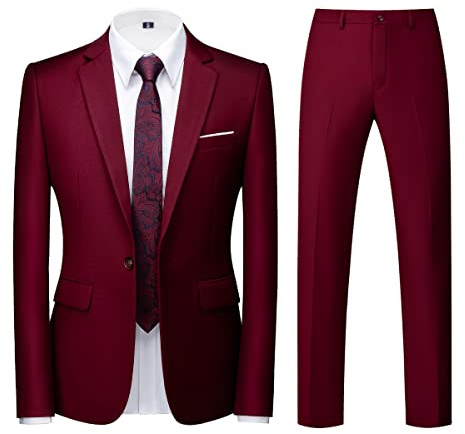 KUDORO Trajes de hombre de 2 piezas, corte ajustado, para bodas, negocios, un botón, traje de hombre