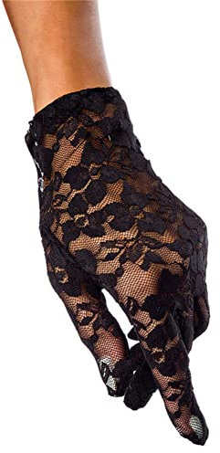 ihreesy Guanti in Pizzo Corti, 1 paio Guanti in Pizzo Da Donna Guanti Da Sposa in Pizzo Guanti Da Sposa Guanti Da Sera Antiscivolo Guanti Per Protezione Solare Da Donna,Nero