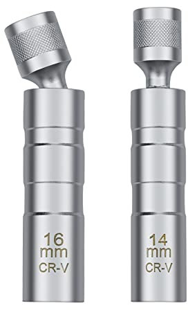 KINGOZOYI 2 Stück Magnet Zündkerzenschlüssel, Universal Flexibel Zündkerzenschlüssel mit Haltefeder - 14mm und 16mm