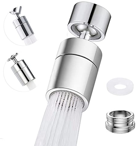 JINYOMFLY Wasserhahn Aufsatz Schwenkbar 360° Drehbar, Doppelfunktion Wasserhahn Luftsprudler, Universal Wasserhahn-Aufsatz