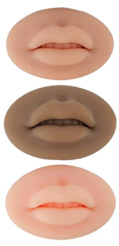 3Pcs Lippen Tattoo, 3D Silikon Lippen für Make-up Praxis, Weiche Silikon falsche Lippen übungshaut tattoo Ausbildung für Permanent Makeup Tattoo Praxis