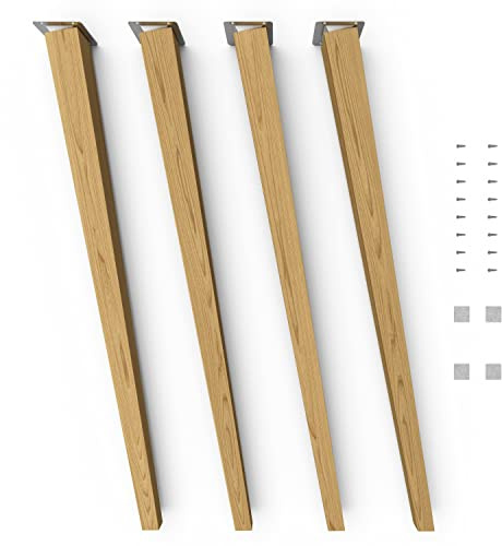 Sossai Tischbeine aus Massivholz Eiche mit Öl-Finish, Clif Square HMF4, 71 cm hoch, eckig, schräge Ausführung, für Stühle, Tische