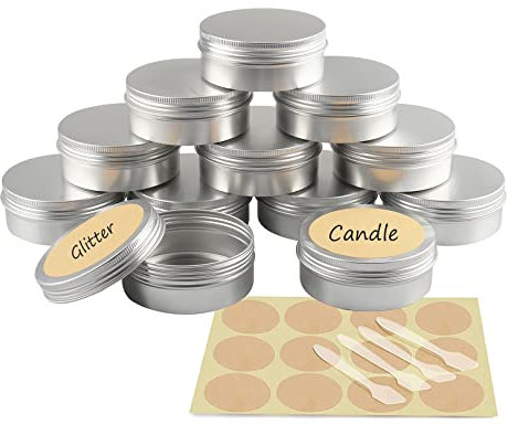 YANCAER 24 Pezzi Vasetti Alluminio, 150ml Argento - D83mm x H34mm Barattoli di Alluminio, Rotonda Scatola Alluminio, Vasetti Vuoto Metallo Contenitore per Candela Crema Cosmetici Viaggio