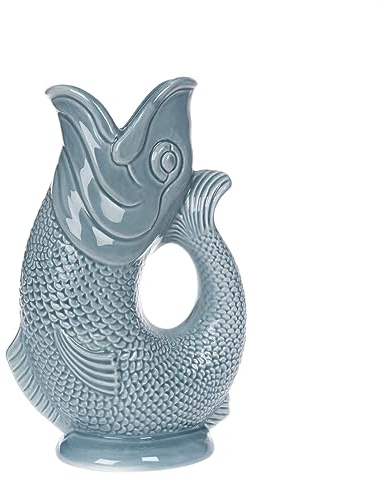 Gurgly Iconic Blue Grey Glug Brocca Piccola 750ml – Pesce Acqua Brocca Vaso Decorativo Pesce Ornamento Caraffa